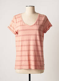 T-shirt col v manches courtes rose TBS femme