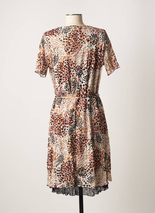 Robe mi-longue manches courtes manches courtes beige GRIFFON femme
