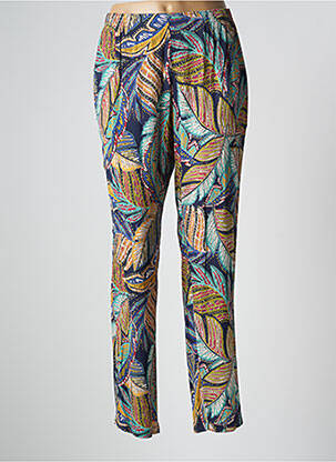 Pantalon droit tissage crêpe taille normale bleu GRIFFON femme