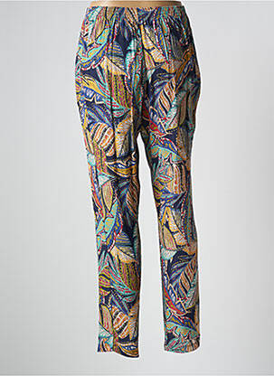 Pantalon droit tissage crêpe taille normale bleu GRIFFON femme