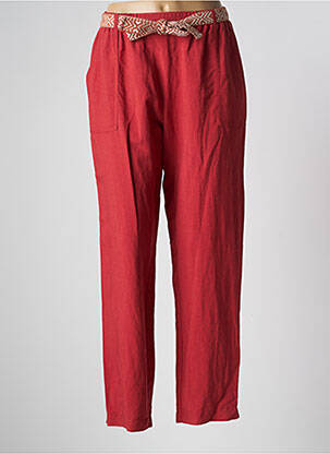 Pantalon droit tissage crêpe taille normale orange GRIFFON femme