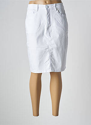 Jupe mi-longue coupe droite blanc GRIFFON femme