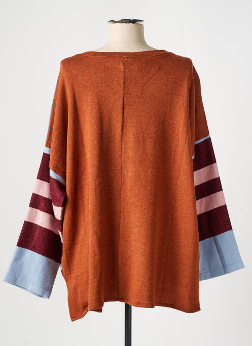 Pull coupe droite manches longues orange MADE IN SENS femme