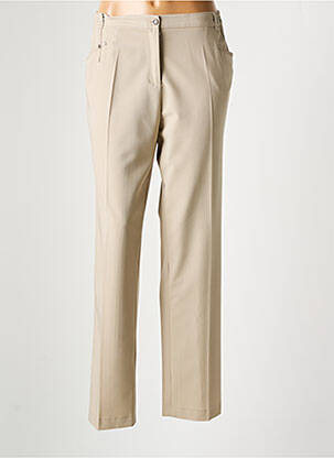 Pantalon droit tissage popeline taille haute beige MASSY femme