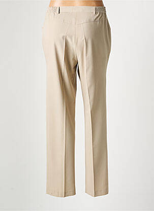 Pantalon droit tissage popeline taille haute beige MASSY femme