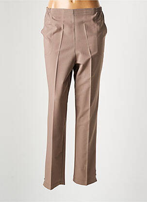 Pantalon droit stretch taille haute marron VISION NIGHT femme