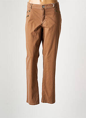 Jeans coupe droite stretch taille basse marron CMK femme