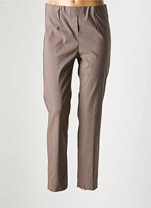 Pantalon slim taille haute taille haute marron ONE O ONE femme