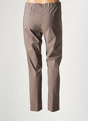 Pantalon slim taille haute taille haute marron ONE O ONE femme