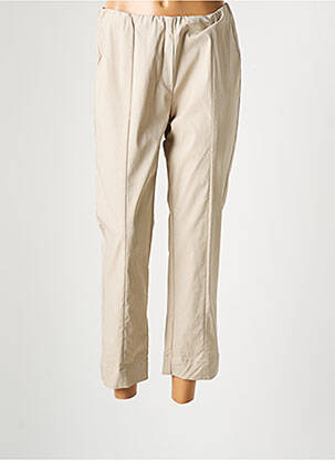 Pantalon droit tissage crêpe taille haute beige RICHY femme