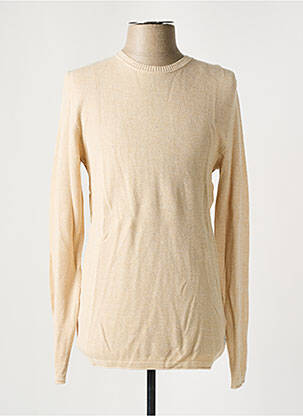 Pull tissage chiné manches longues beige JACK & JONES homme
