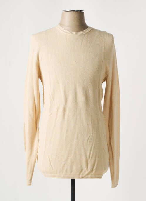 Pull tissage chiné manches longues beige JACK & JONES homme