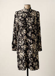 Robe mi-longue coupe fluide manches longues noir DIPLODOCUS femme