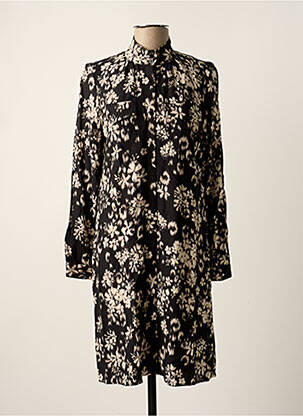 Robe mi-longue coupe fluide manches longues noir DIPLODOCUS femme