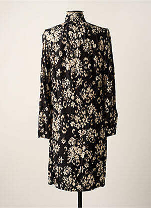 Robe mi-longue imprimé fleurs manches longues noir DIPLODOCUS femme