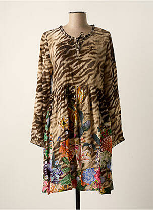 Robe mi-longue manches longues manches longues marron FROGBOX femme