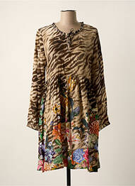 Robe mi-longue manches longues manches longues marron FROGBOX femme