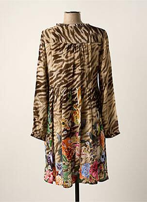 Robe mi-longue manches longues manches longues marron FROGBOX femme