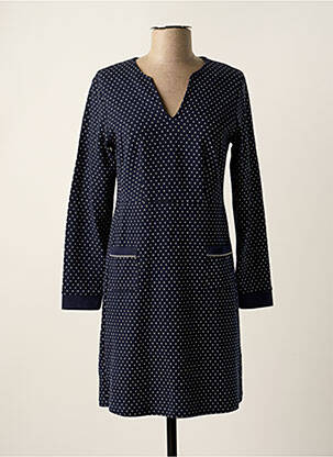 Robe mi-longue imprimé fantaisie manches longues bleu POUPEE CHIC femme