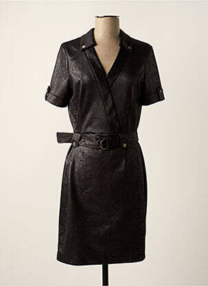 Robe mi-longue manches courtes manches courtes noir MISS TIC femme