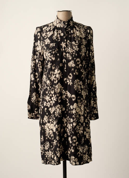 Robe mi-longue coupe fluide manches longues noir DIPLODOCUS femme