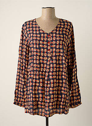Blouse tissage popeline manches longues bleu AGATHE & LOUISE femme