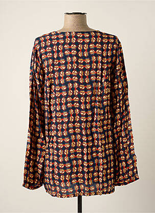 Blouse tissage popeline manches longues bleu AGATHE & LOUISE femme