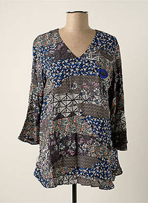 Tunique manches longues imprimé fantaisie bleu POUPEE CHIC femme