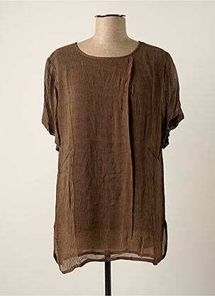 Tunique manches courtes légère et transparente marron NÜ femme