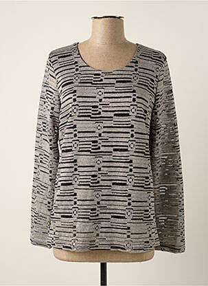 Top stretch manches longues gris UN TEMPS POUR ELLE femme