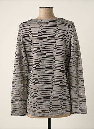 Top stretch manches longues gris UN TEMPS POUR ELLE femme