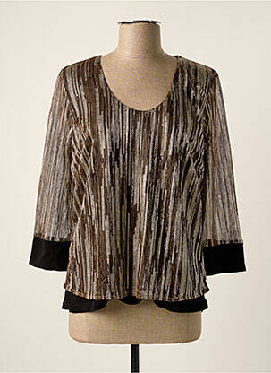Top coupe fluide manches 3/4 marron DANIELA COOL femme