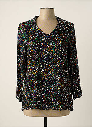 Blouse tissage popeline manches 3/4 noir POUPEE CHIC femme