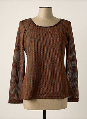Top coupe cintrée manches longues marron LO! LES FILLES femme