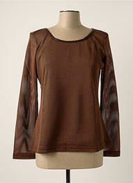 Top coupe cintrée manches longues marron LO! LES FILLES femme