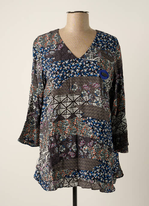 Tunique manches longues imprimé fantaisie bleu POUPEE CHIC femme
