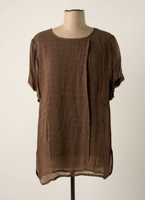Tunique manches courtes tissage crêpe marron NÜ femme