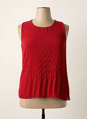 Top tissage crêpe sans manche rouge KITANA femme