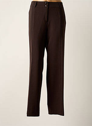 Pantalon droit taille à pinces taille haute marron KELLY femme