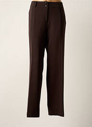 Pantalon droit tissage crêpe taille haute marron KELLY femme
