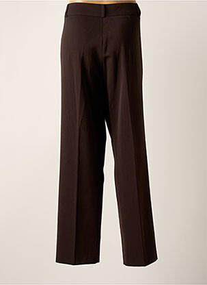 Pantalon droit taille à pinces taille haute marron KELLY femme