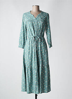 Robe mi-longue imprimé fleurs manches 3/4 vert RAGWEAR femme