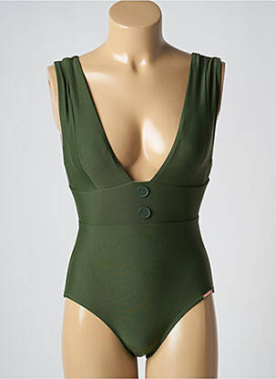 Maillot de bain 1 pièce effet matière satinée haut soutien-gorge avec mousse de rembourrage amovible vert YSABEL MORA femme