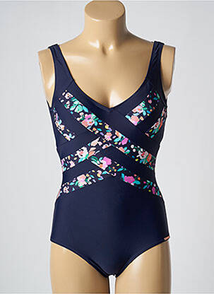 Maillot de bain 1 pièce effet matière satinée haut triangles bleu YSABEL MORA femme