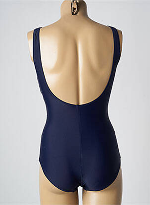 Maillot de bain 1 pièce effet matière satinée haut triangles bleu YSABEL MORA femme
