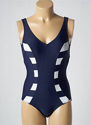 Maillot de bain 1 pièce effet matière satinée haut soutien-gorge moulé bleu YSABEL MORA femme