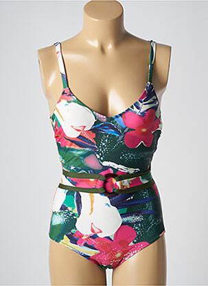 Maillot de bain 1 pièce effet matière satinée haut soutien-gorge avec mousse de rembourrage amovible rouge YSABEL MORA femme