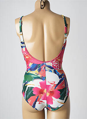 Maillot de bain 1 pièce effet matière satinée haut soutien-gorge avec mousse de rembourrage amovible rouge YSABEL MORA femme