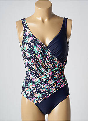 Maillot de bain 1 pièce effet matière satinée haut soutien-gorge moulé bleu YSABEL MORA femme