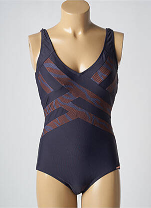 Maillot de bain 1 pièce imprimé fantaisie haut soutien-gorge moulé bleu YSABEL MORA femme